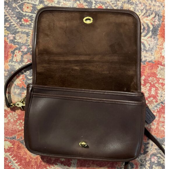 Vintage Coach Brown Leather Turnlock Flap Crossbody Bag USA Hangtag 9655 - Picture 5 of 16